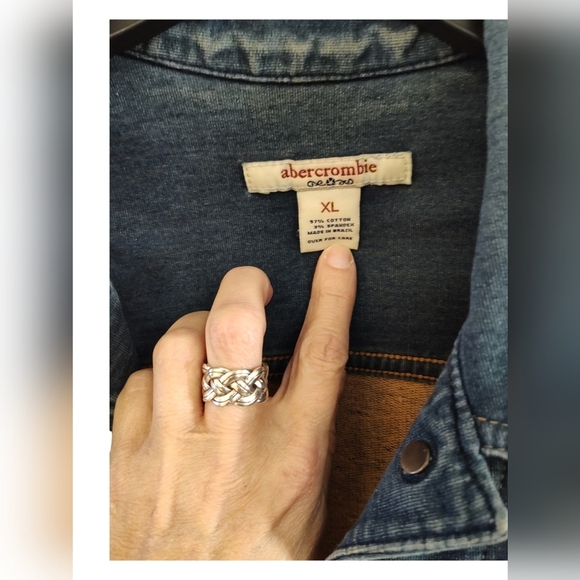 Vintage Abercrombie Denim Fitted Stretch Jacket XL ** Fits like a Small - Picture 3 of 3